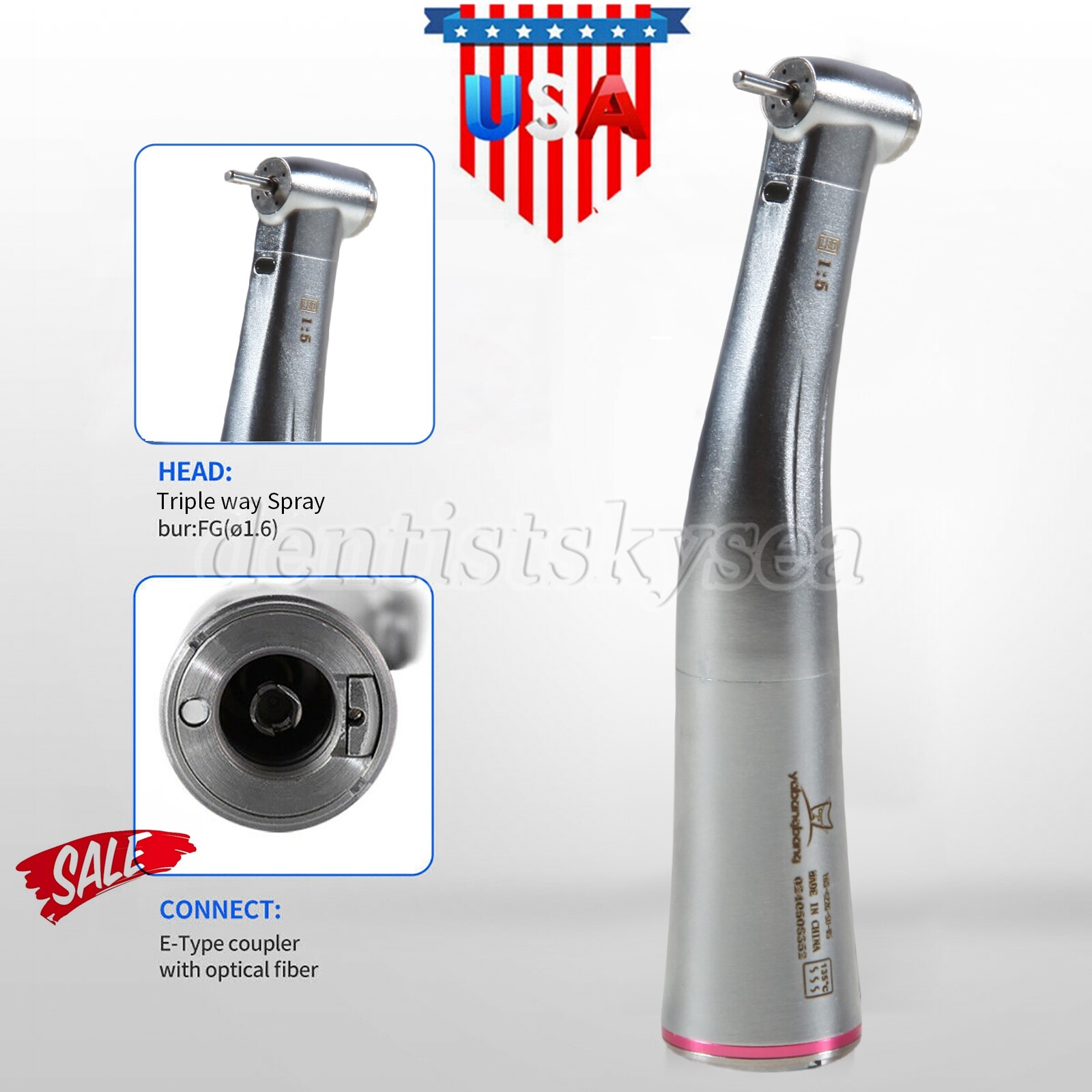 Dental 1:5 Optic LED Contra Angle Increasing Handpiece Fit Electric Motor YBB