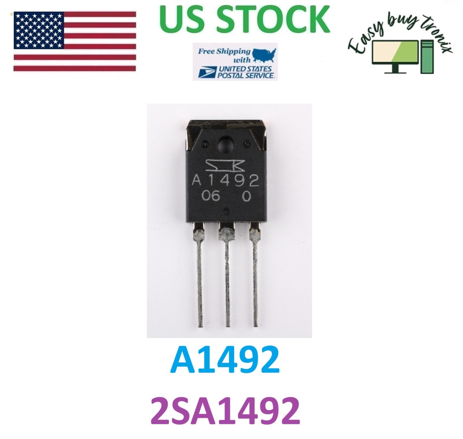 2Pcs GENUINE SANKEN 2SA1492 Transistors Pair A1492 NPN+PNP TO-3P 4A 180V USA