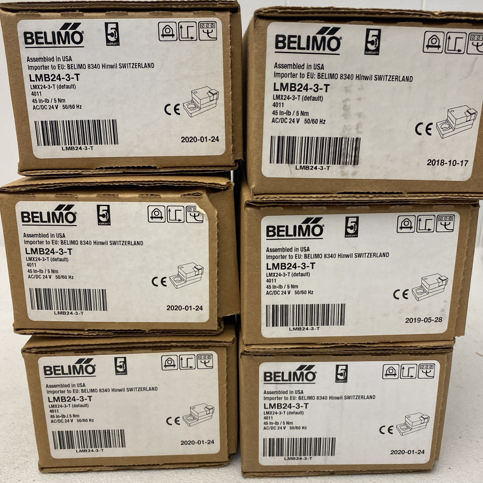 Belimo Non-Spring Return Damper Actuator LMB24-3-T, 24V AC / DC, CW or CCW – New