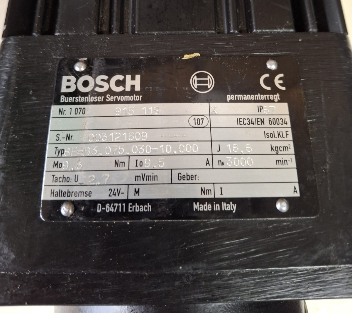 BOSCH Servomotor d-64711 erbach SE-B3.075.030-10.000 Made in Italy