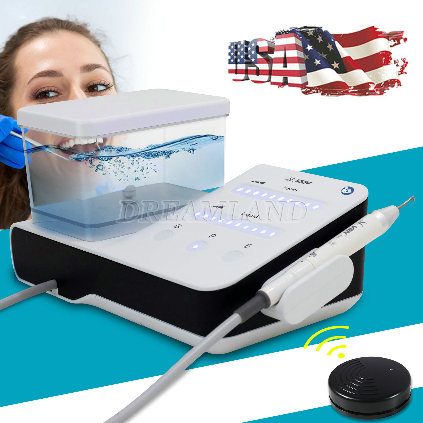 VRN Dental LED Ultrasonic Scaler PH-1 Detachable Handpiece Tips water Bottles