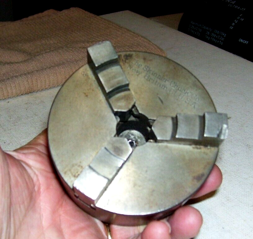 Vintage Skinner 3″ 3-Jaw Lathe Chuck with tapered shaft