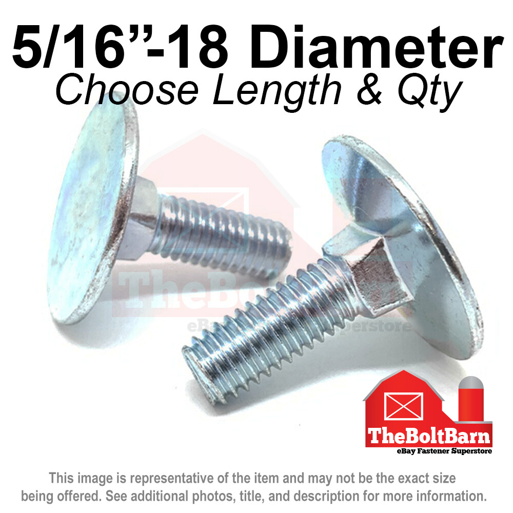 5/16″-18 Round Head Square Neck Elevator Bolts Grade 2 Zinc (Pick Length & Qty)
