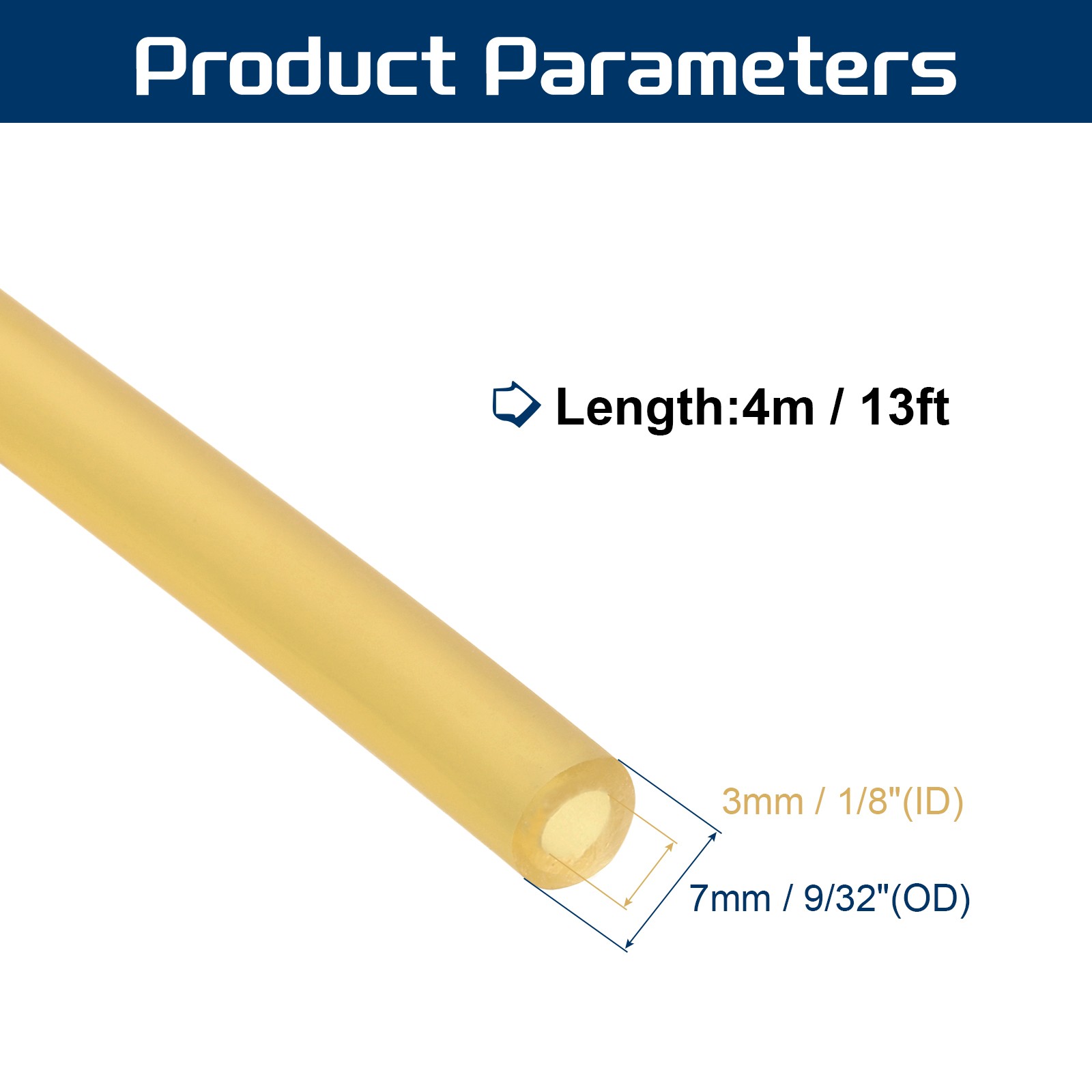 13 Ft(4M) Latex Rubber Tubing, 1/8″(3mm)ID 1/4″(7mm)OD, Plain
