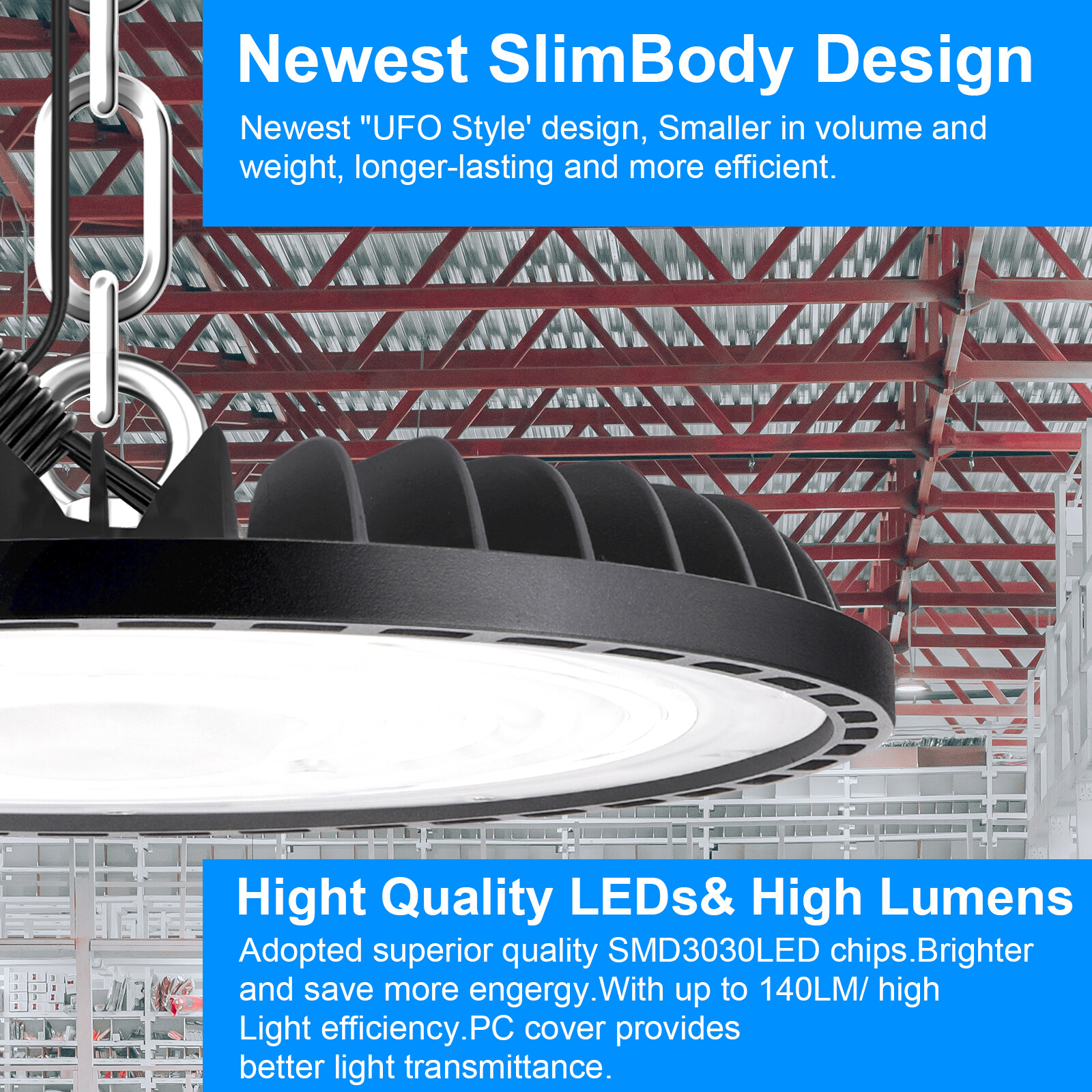 8Pack 300W Led UFO High Bay Light Commercial Industrial Warehouse Gym Shop Light