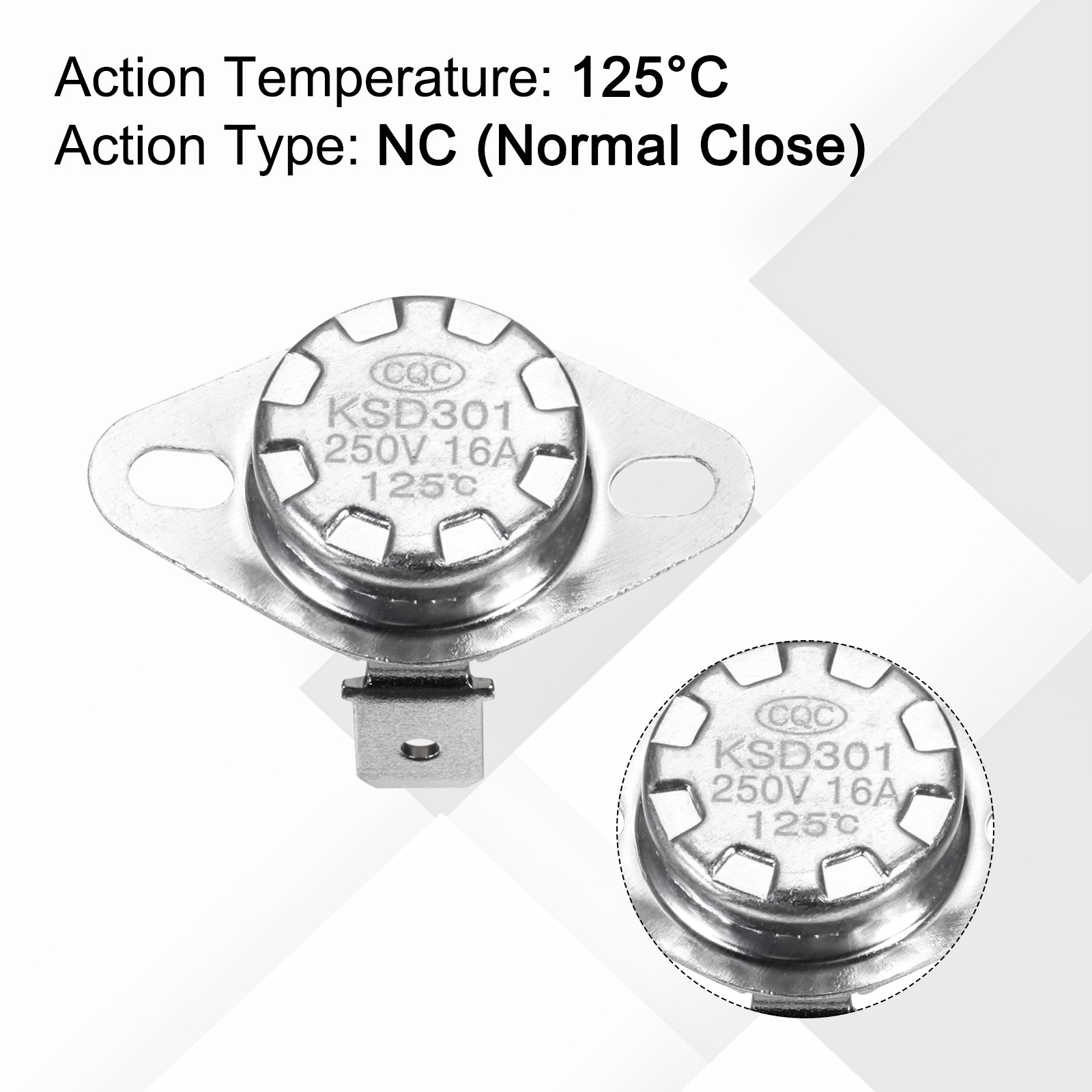 Thermostat KSD301 125°C/257°F 16A NO Adjustable for Thermal Switch 8pcs