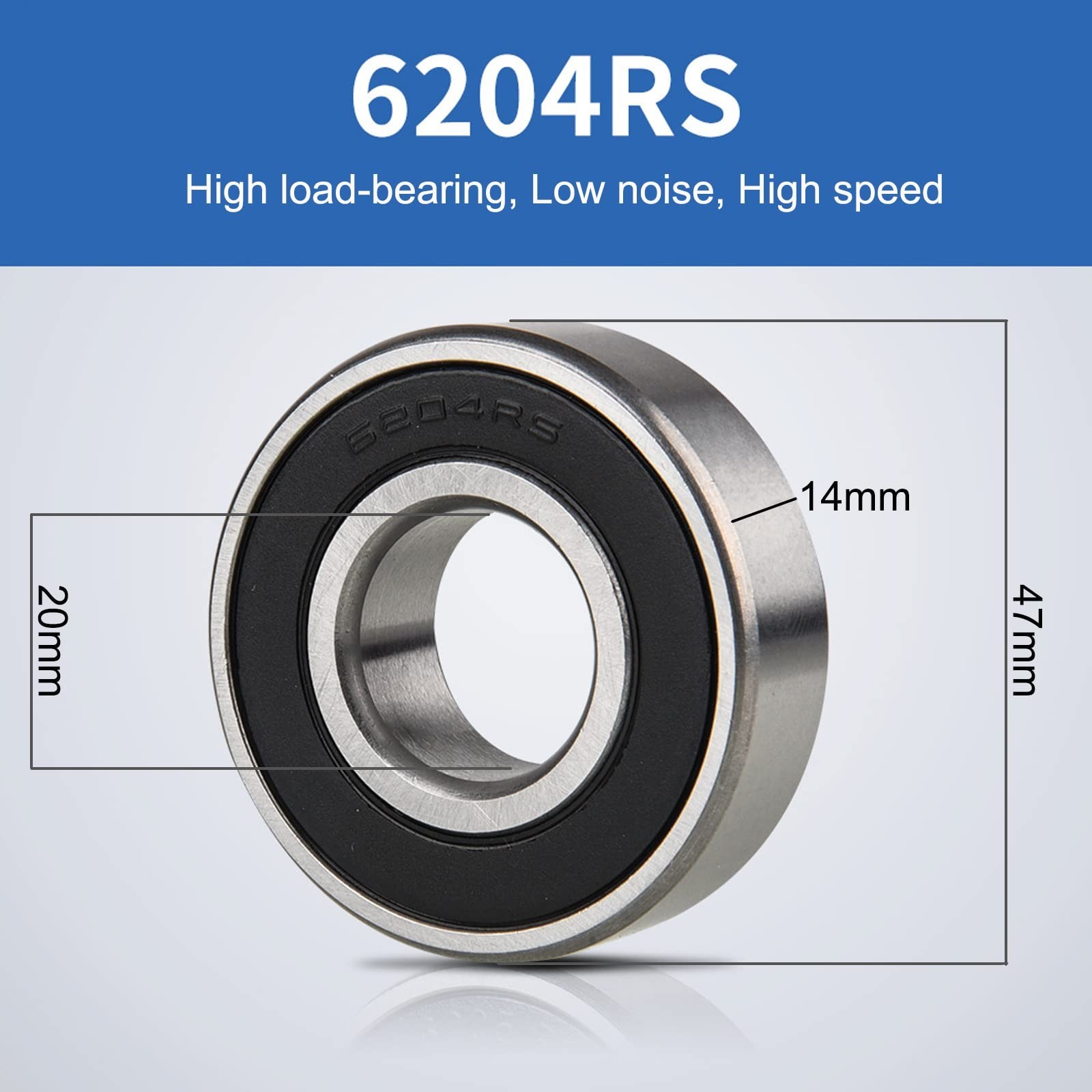 6204-RS Seal Bearings Deep Groove Ball Bearing – 20x47x14mm – Lubricated – Ch…