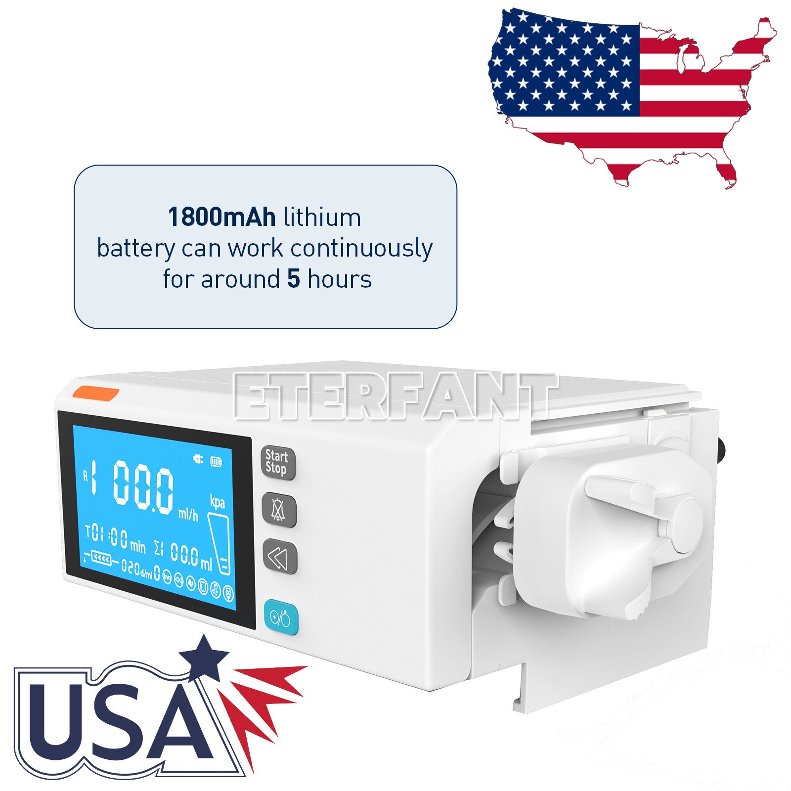 ETERFANT Touch Screen Syringe Pump/Portable Infusion Pump Real-time Alarm KVO