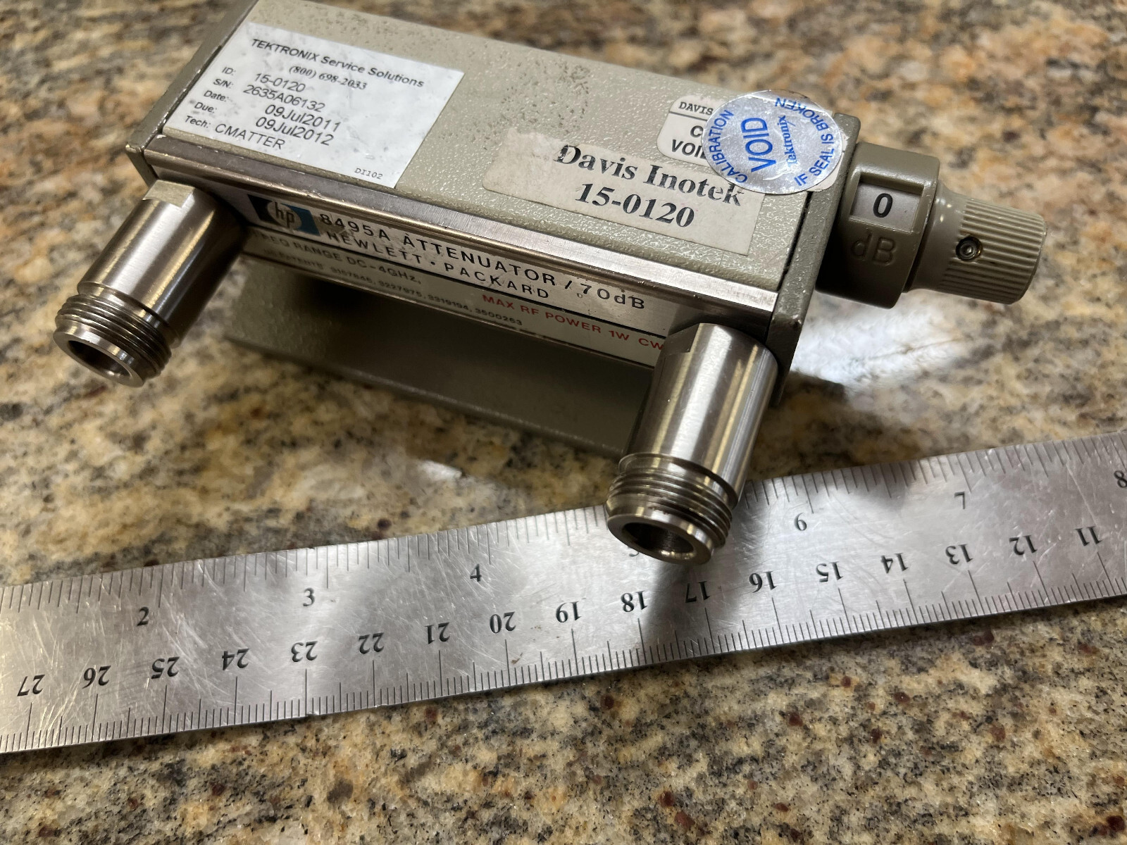 HP – Agilent – Keysight 8495A Manually Variable Step Attenuator, DC-4GHz, 70dB