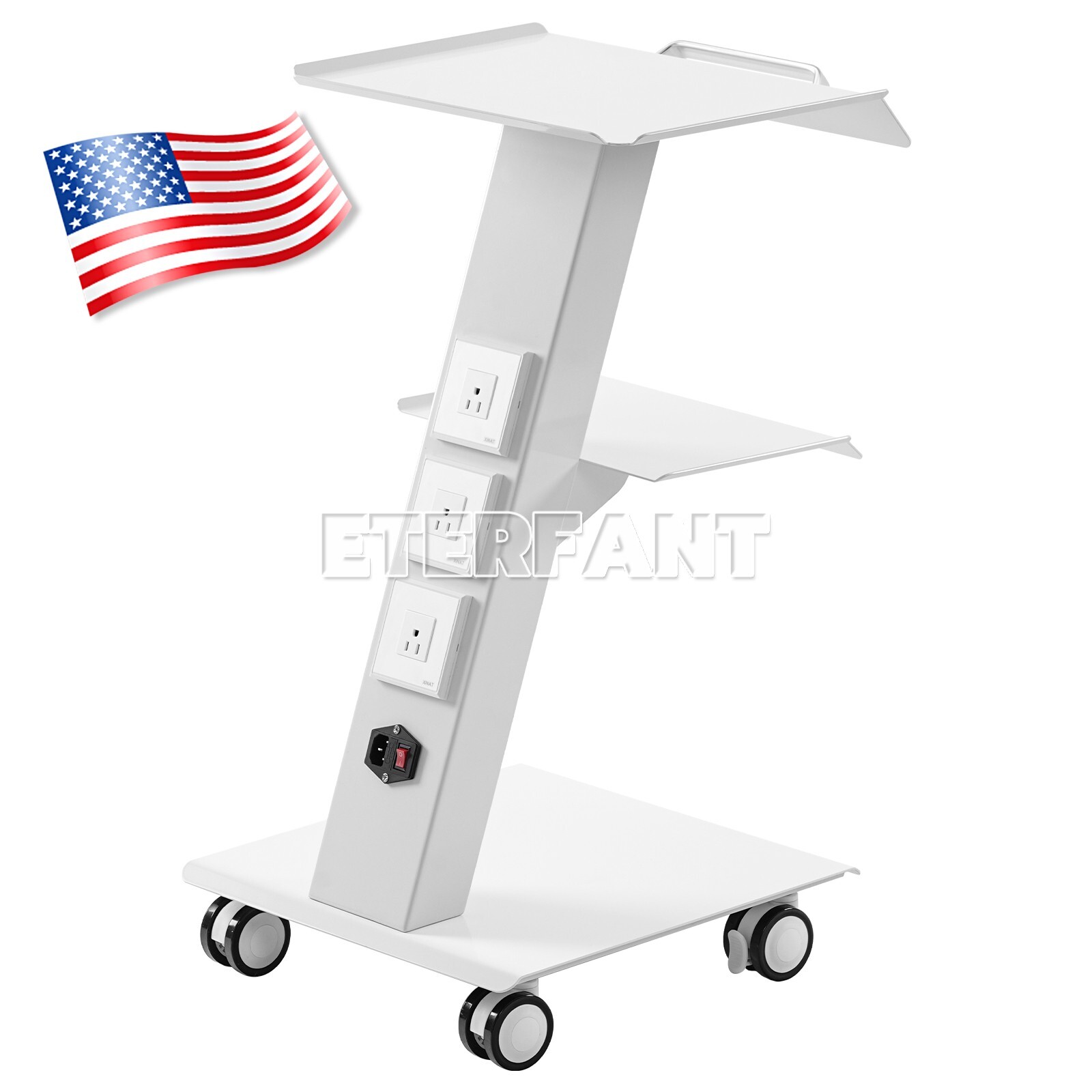 ETERFANT Dental 3 Layers Trolley Medical Tool Cart Mobile Instrument 4 Casters