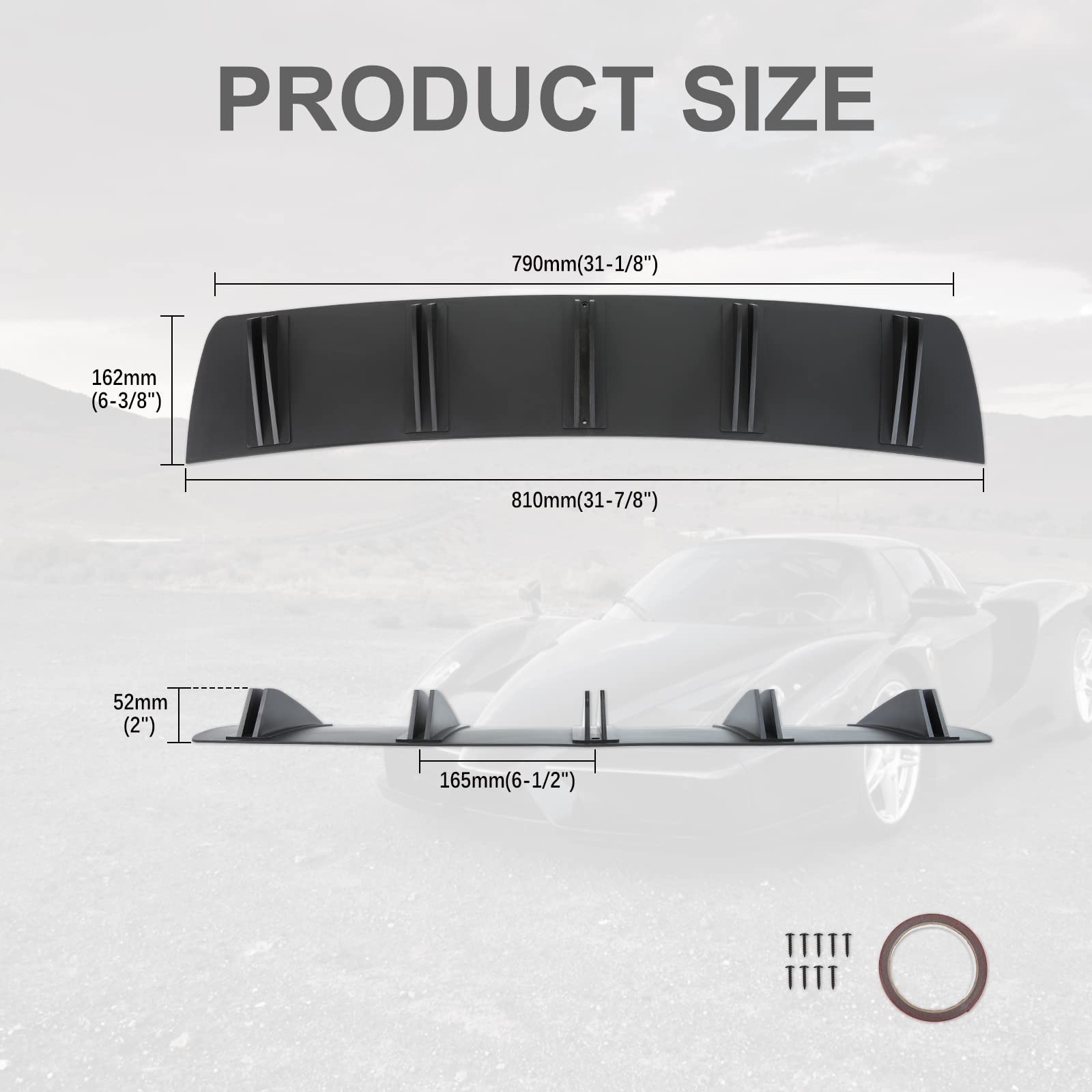 Dreamotor 31 Car Rear Bumper Lip Universal Rear Diffuser Shark Fin Style Bumper