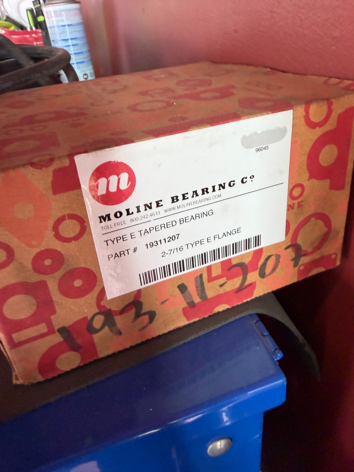 19311207 MOLINE BEARING E Flange, 2 7/16 in Bore, 6 7/8 Chipper Drum Vermeer