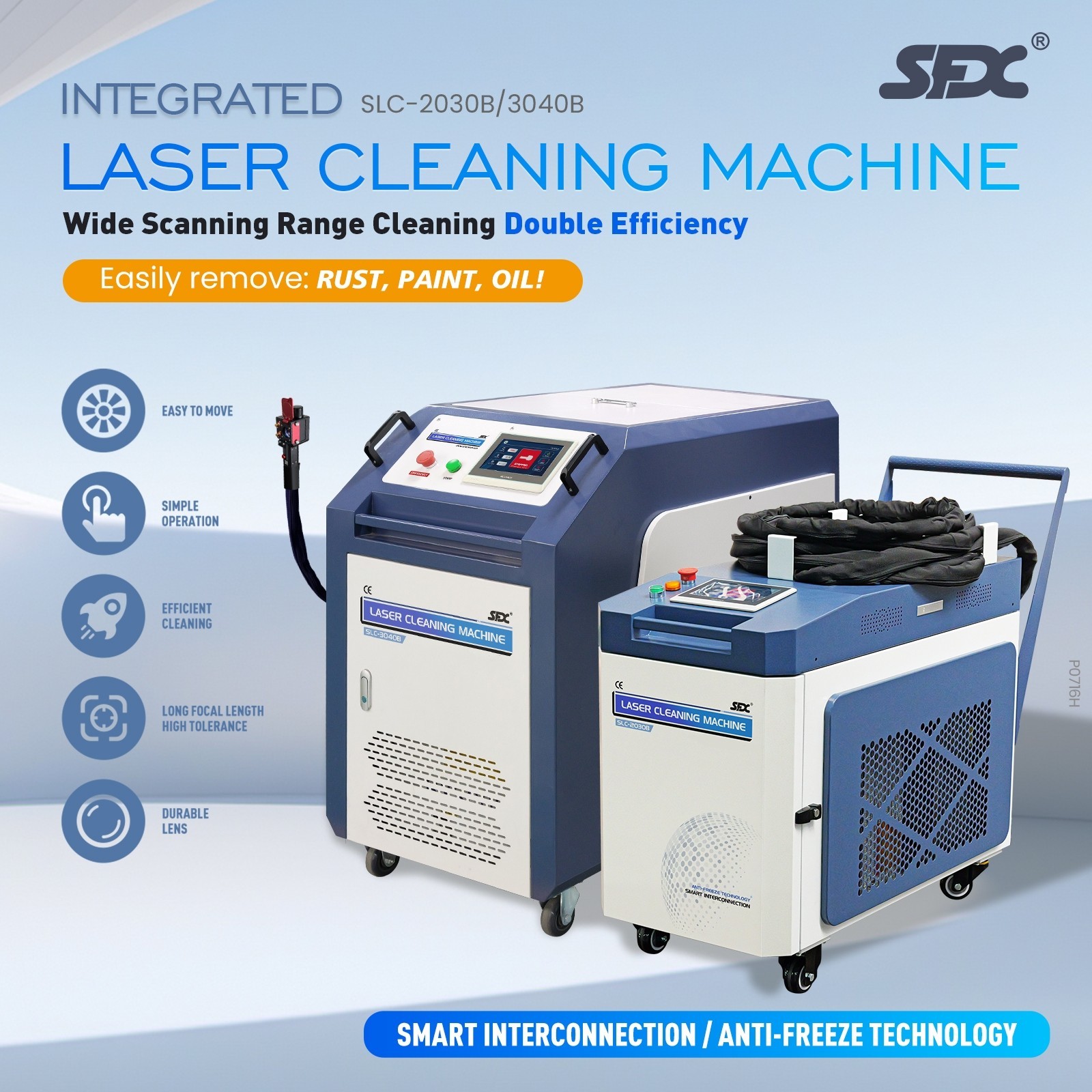 Latest SFX Integrated Laser Cleaning Machine 2000W for Metal Rust Paint Remover