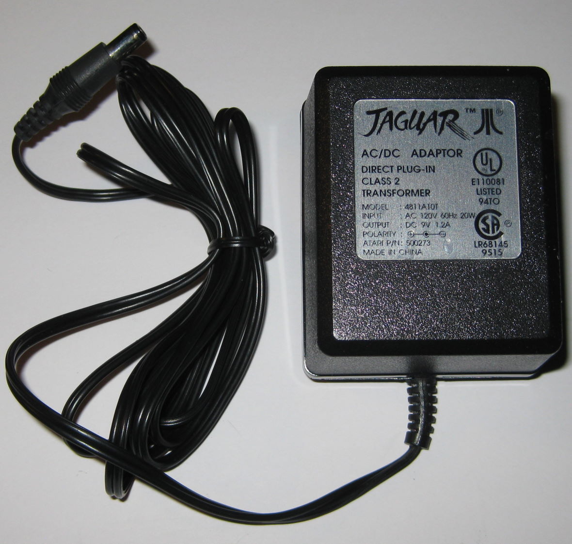 Jaguar 9V DC – 1.2 Amp Atari Power Adapter – 1200 mA – 120 V Input – 5.5mm Plug