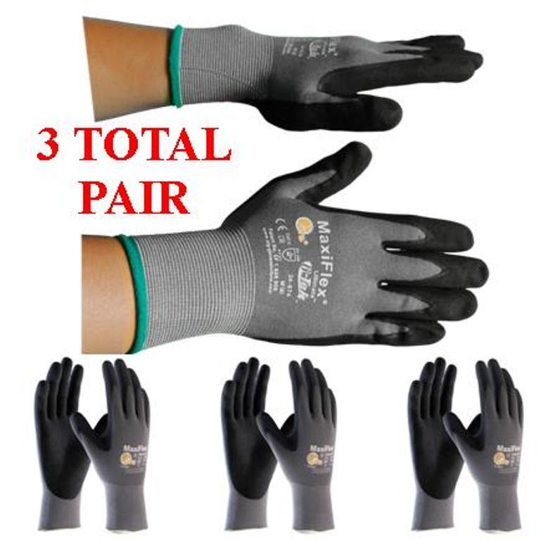 G-Tek MaxiFlex 34-874 PIP Seamless Knit Nylon Gloves – (3 Pairs) – Choose Size!