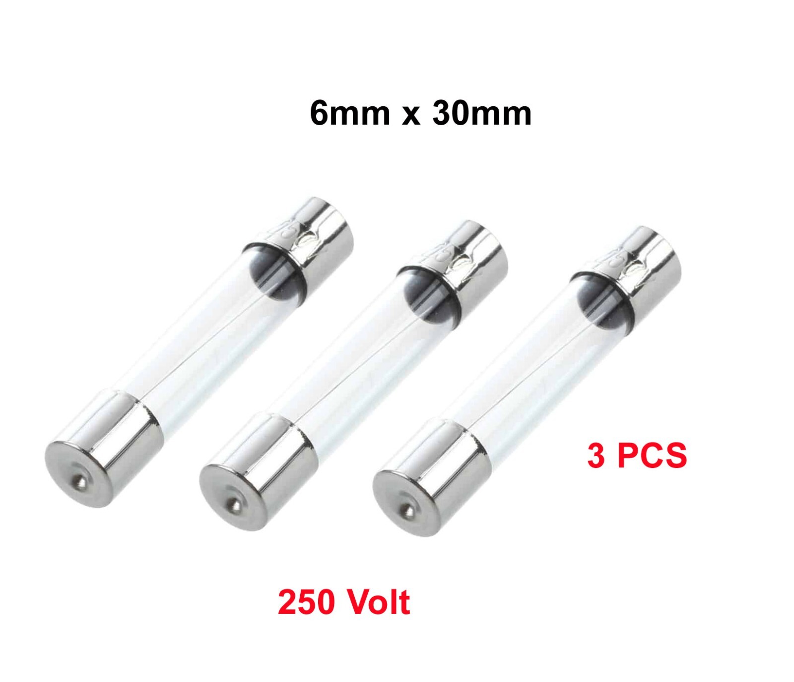 250 Volt 6X30mm 250v Glass Fuse 0.5A 1A 2A 3A 5A Amp – 3 pieces