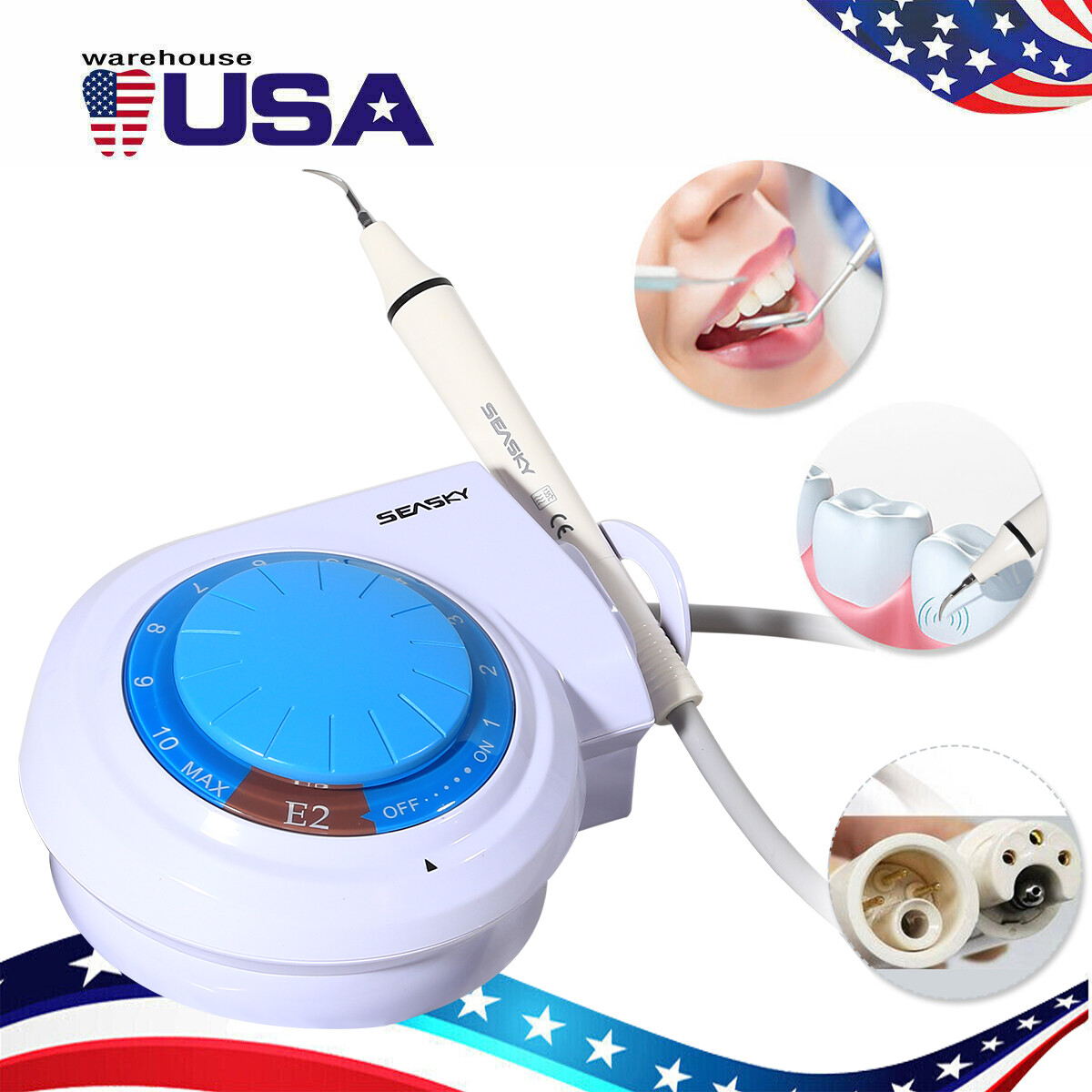 Dental Ultrasonic Piezo Scaler with Handpiece 5*Tips fit EMS Cavitron Woodpecker