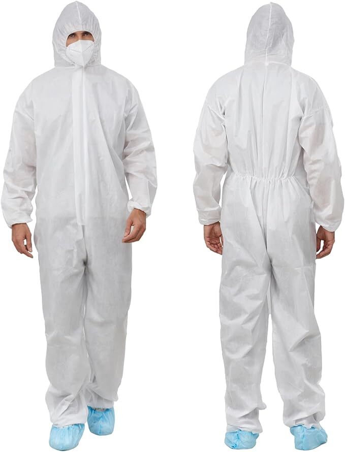 3 Pack SMS Disposable Paint Suit, Hazmat Suits, Coveralls with Hood