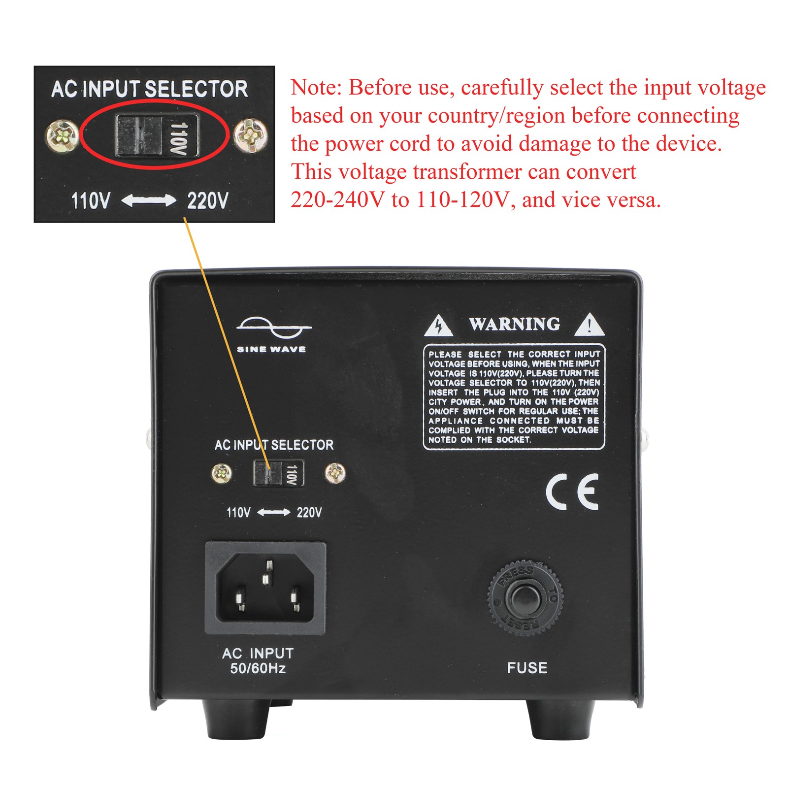 New Design Voltage Transformer Converter Step Up Step Down 500W AC 110V to 220V
