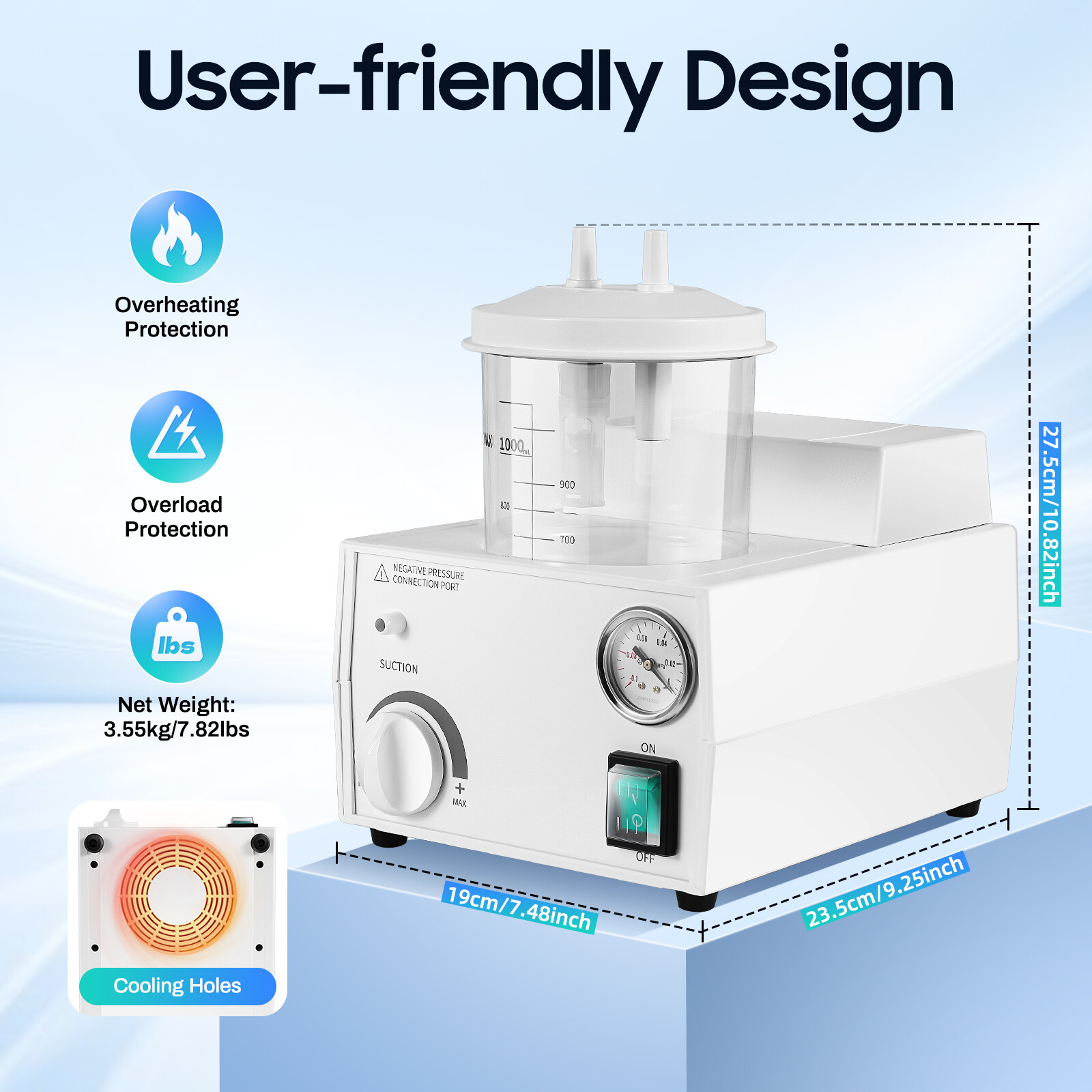 Portable Dental Suction Machine Oral Emergency Vacuum Phlegm Suction Unit