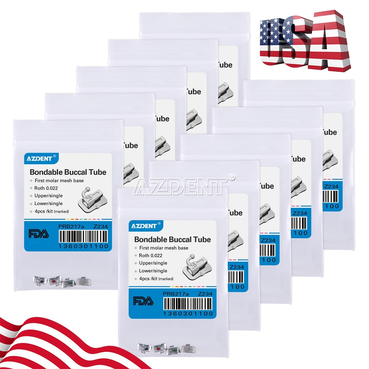 AZDental Orthodontic Lingual Buttons Traction Hook Round Mesh Base 10pcs/pack