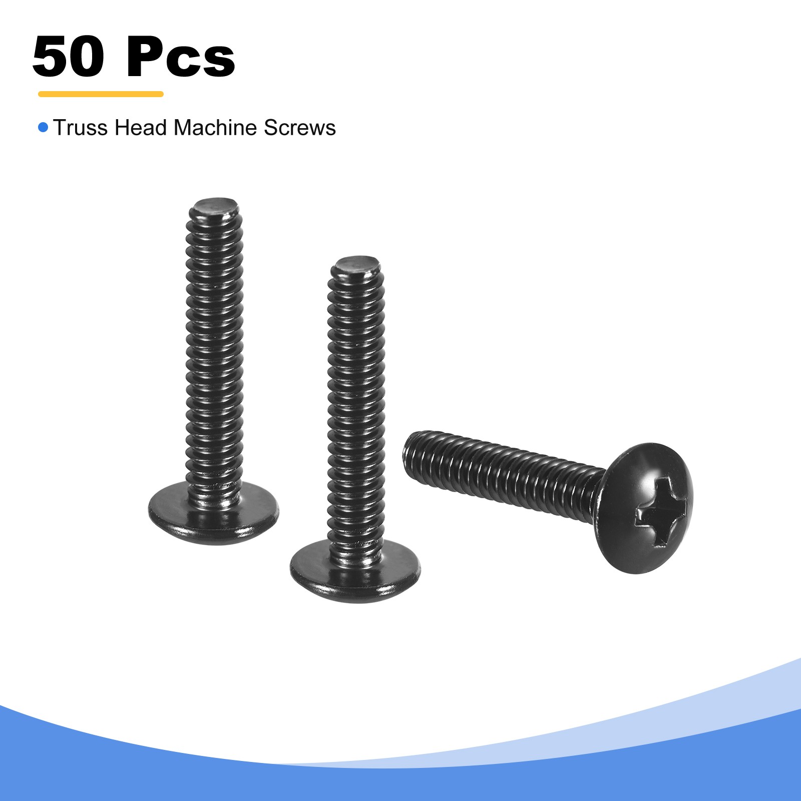 #6-32 x 3/4″ Truss Head Machine Screws 304 Stainless Steel Black 50 Pcs