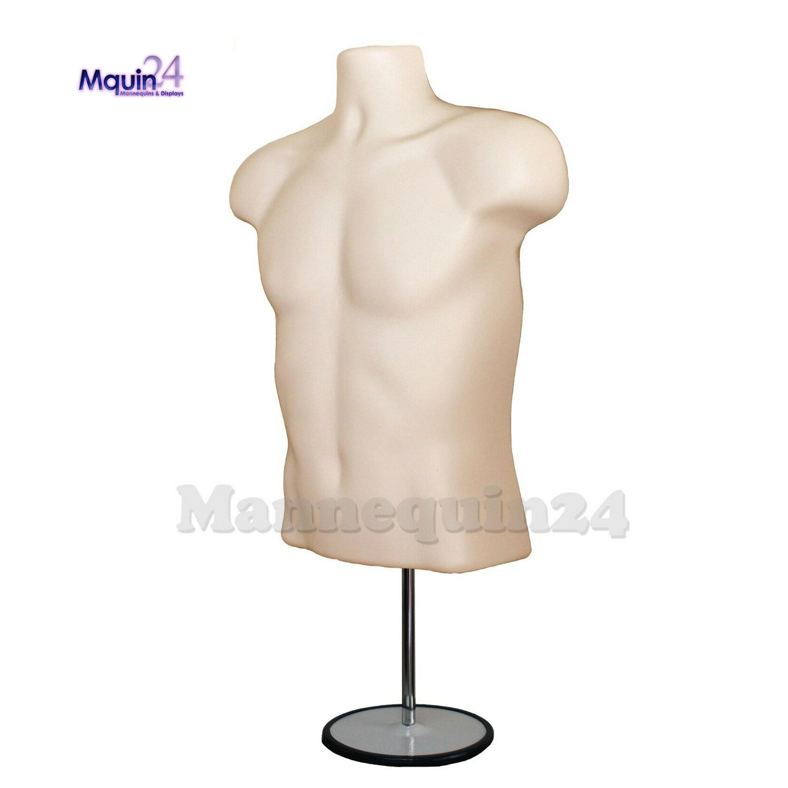 One Male Mannequin Torso FLESH HOLLOW BACK DRESS FORM w/ Stand & Hanger