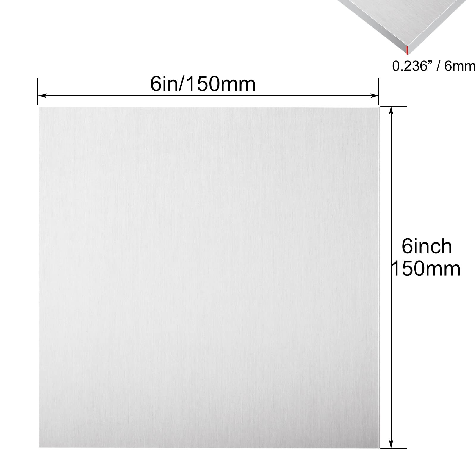 2 Pack 6061 T6 Aluminum Sheet Metal 6 x 6 x 0.236 (1/4) Inch Flat Plain Plate…