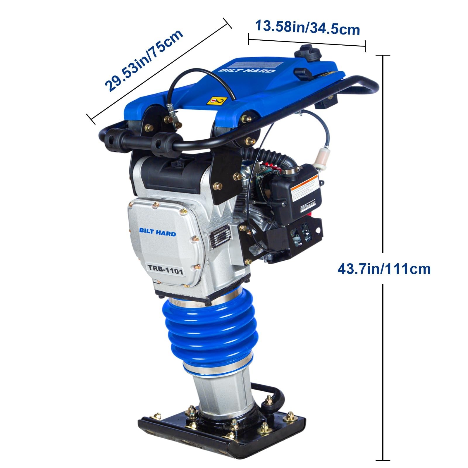 BILT HARD 3500 lbs Gas Jumping Jack Rammer, 98cc 3HP 4-Stroke, 26″ Depth Compact