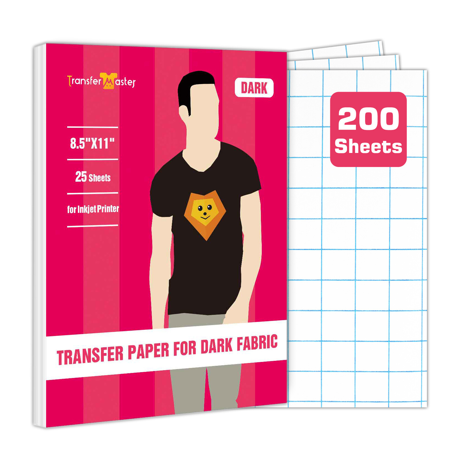 200 Sheets Bulk Inkjet Printable Heat Transfer Paper DARK Cotton Iron-on 8.5×11