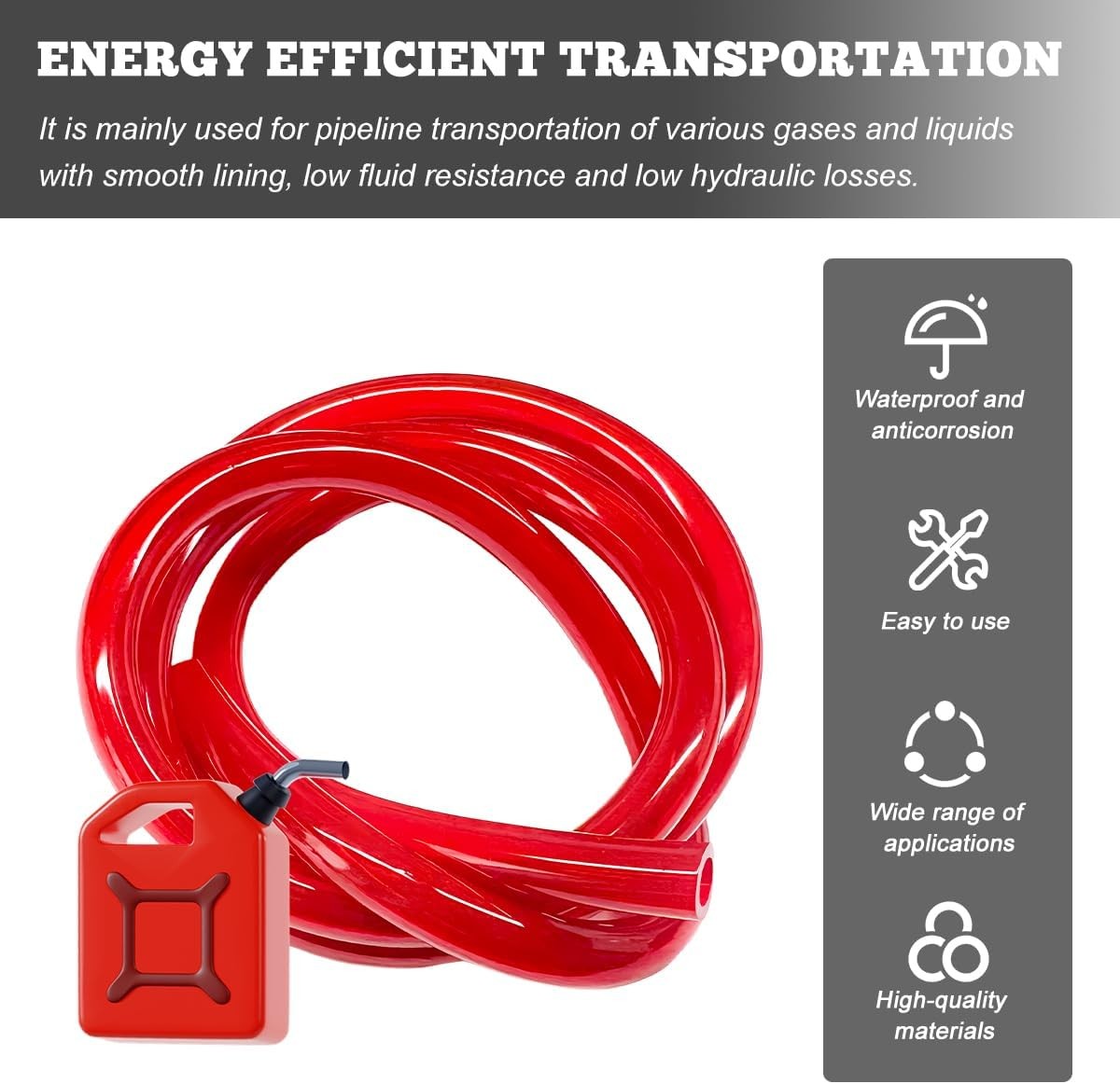 Flexible 0.2 Inch 3.28 Feet Silicone Fuel Line Hose, Universal Red Color: Red