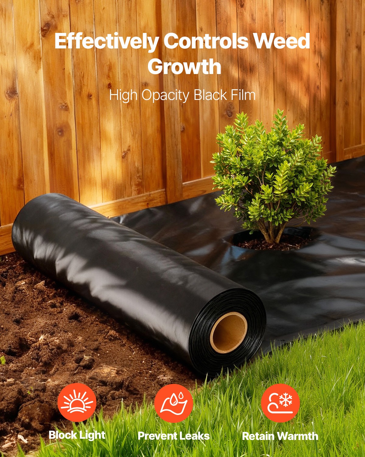 10Mil Plastic Sheeting Roll 5 x 100 FT Heavy Duty Polyethylene Black