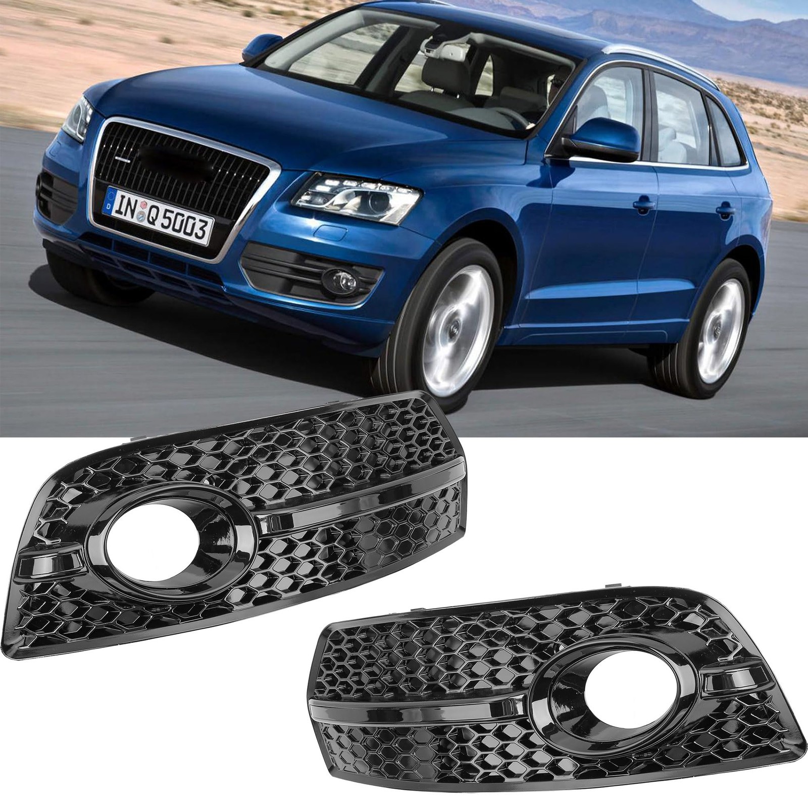 For Audi W/O S-Line Pkg Front Fog light Cover Grill Gloss Black Primed OE-Style