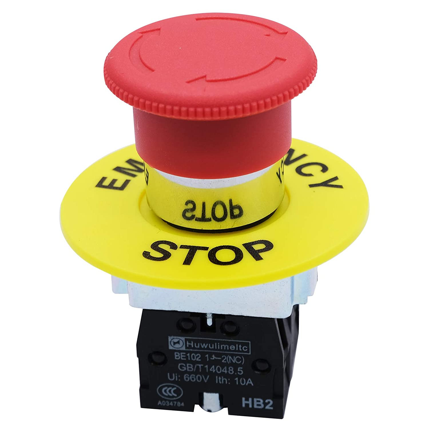 2NC 22Mm Emergency Stop Push Button Switch Red Mushroom Equipment E Sto