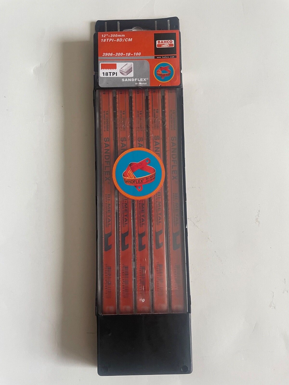 100 Count Box – Bahco Hacksaw Blade 18 TPI Bi-Metal 1/2 ” W x 12″ Flexible Steel