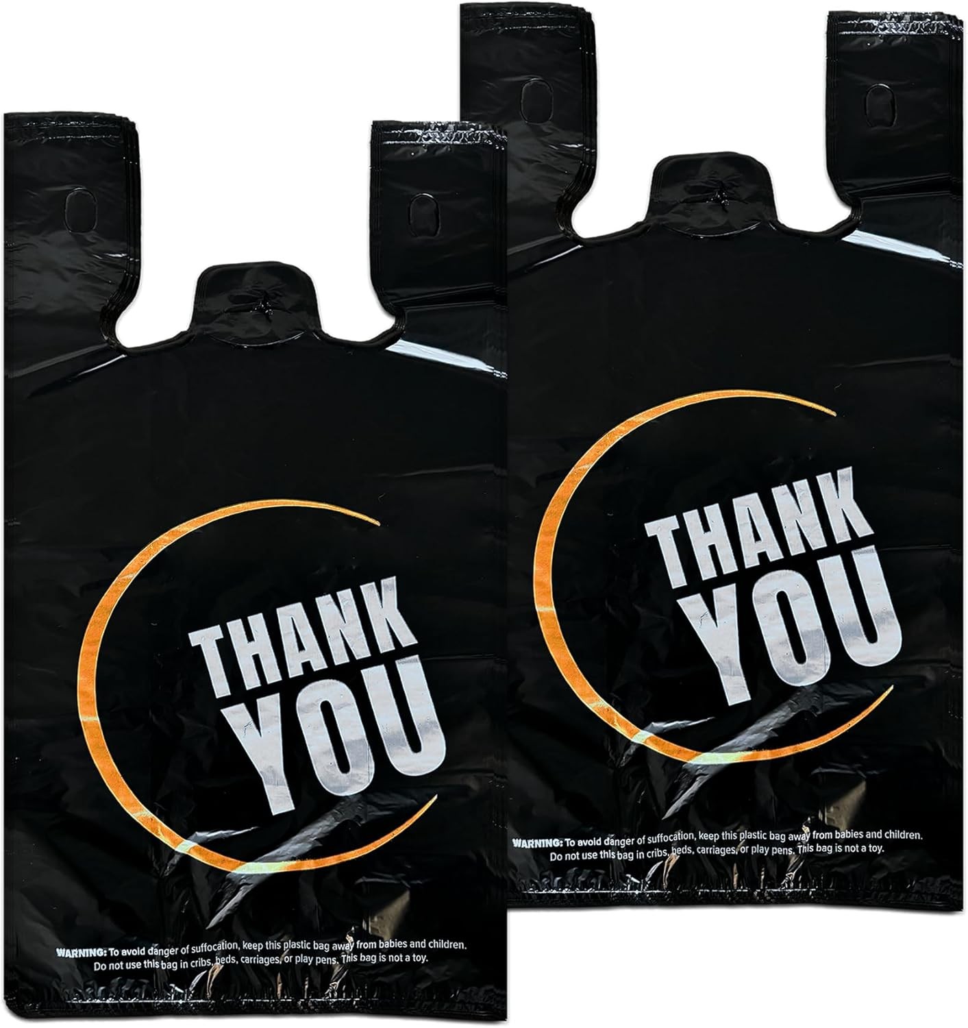 YoYoRain 100 Count Plastic Bags – Black T Shirt with Handle for Retail…
