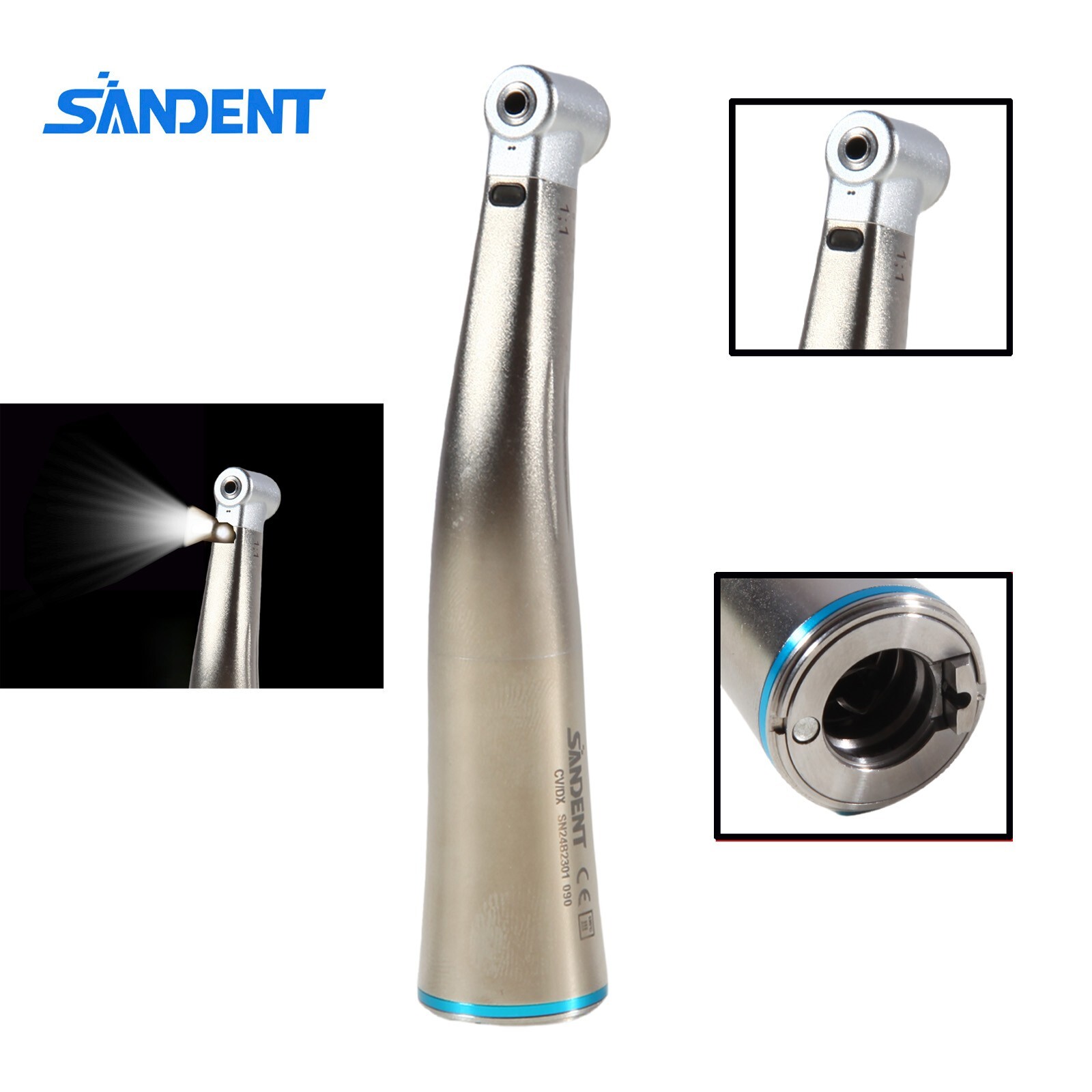 USA Dental LED Fiber Optic 1:1 Handpiece Contra Angle Internal Spray Push E-Type