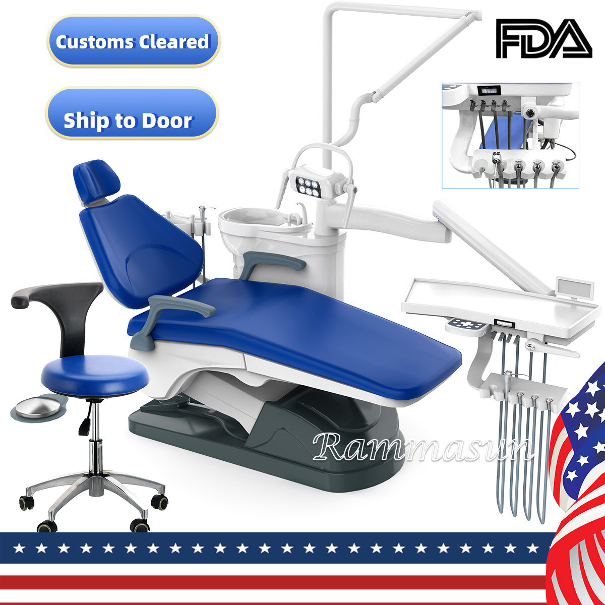 TJ2688 A1 Dental Chair Unit,with Suction & Water System LED Light, 3-Way Syring