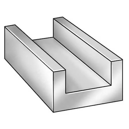 Zoro Select 6Aly9 U-Channel,Al 6063,1/2 In Leg,2 In X 8 Ft