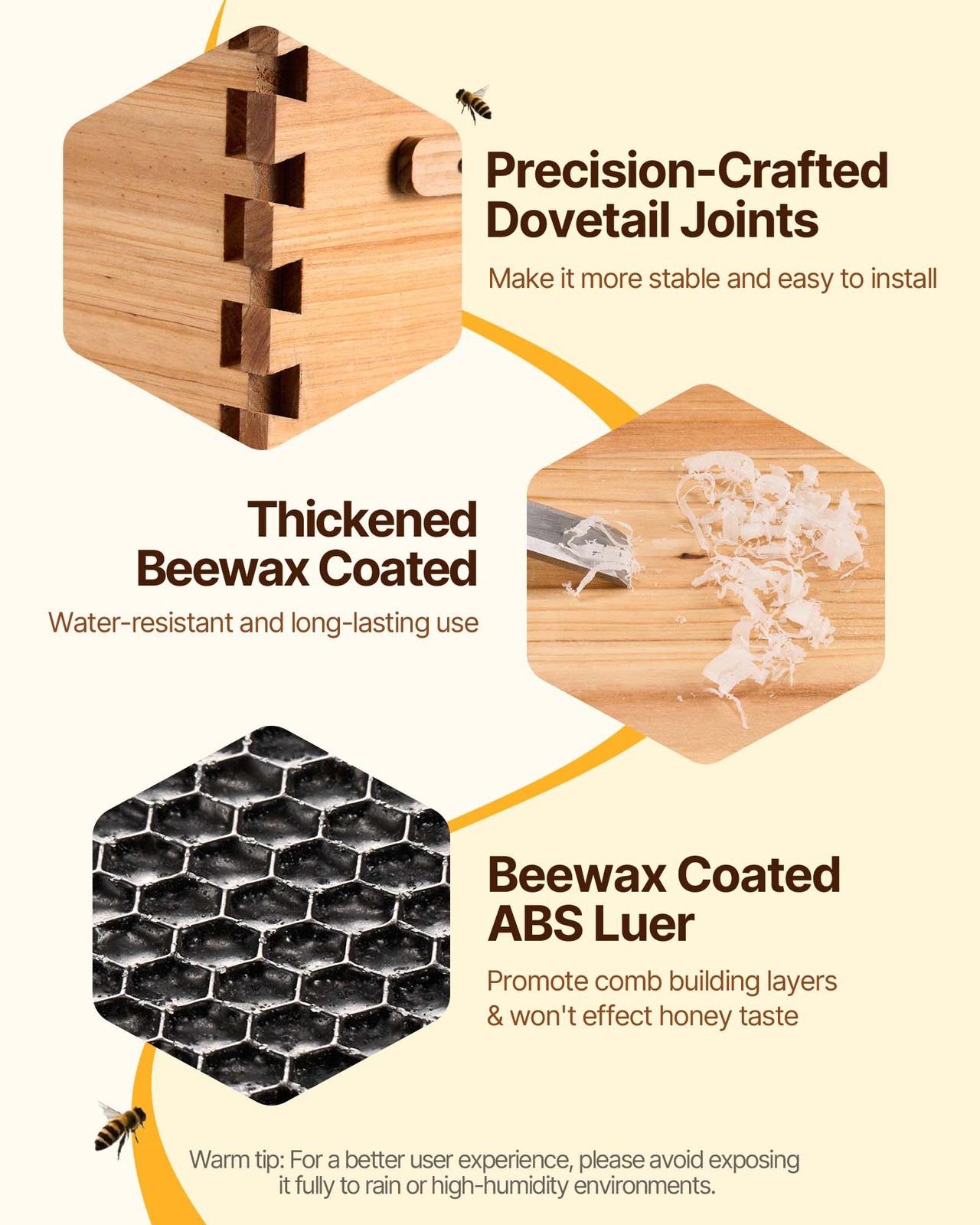 VEVOR Bee Hive Langstroth Medium Beehive Kit 10 Frames Acrylic Bee Windows