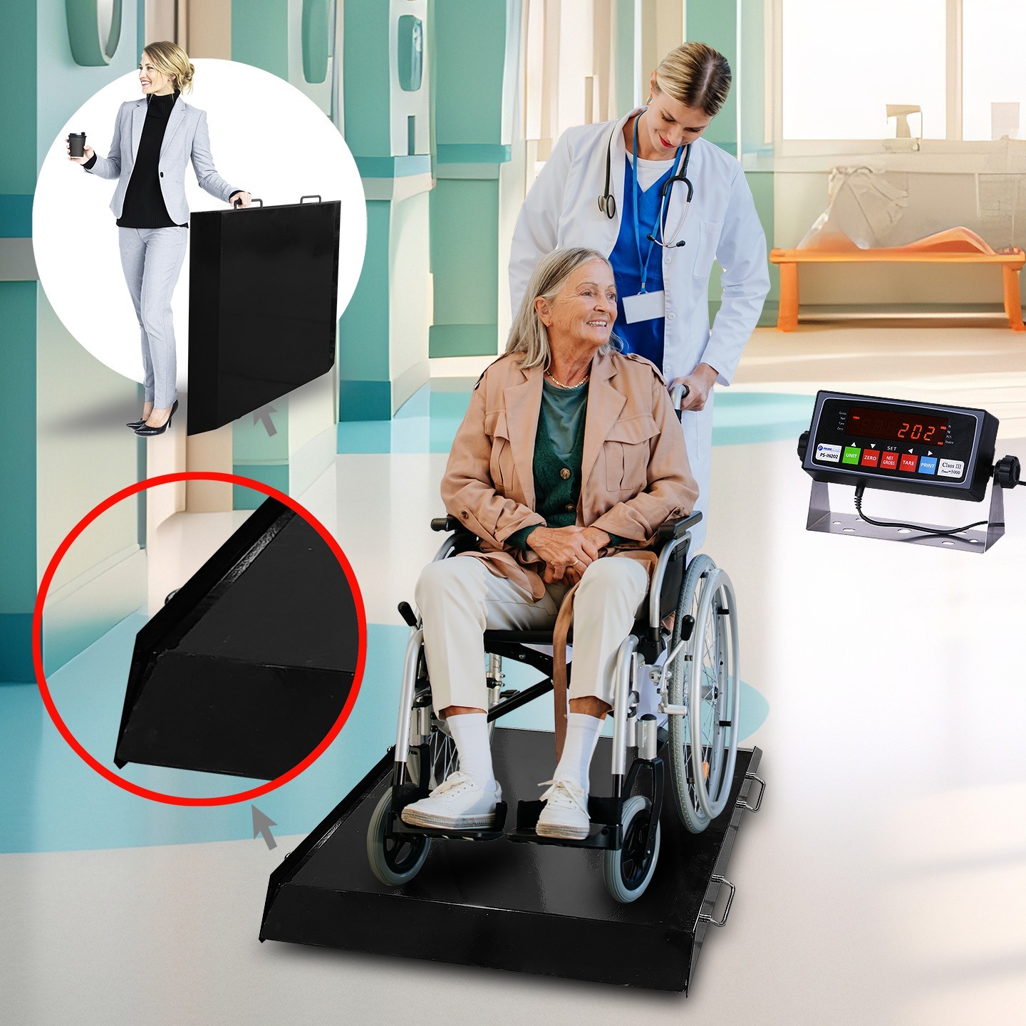 Prime Scales PS-WCS 1000lb Wheelchair Medical Scale with Reading Indicator