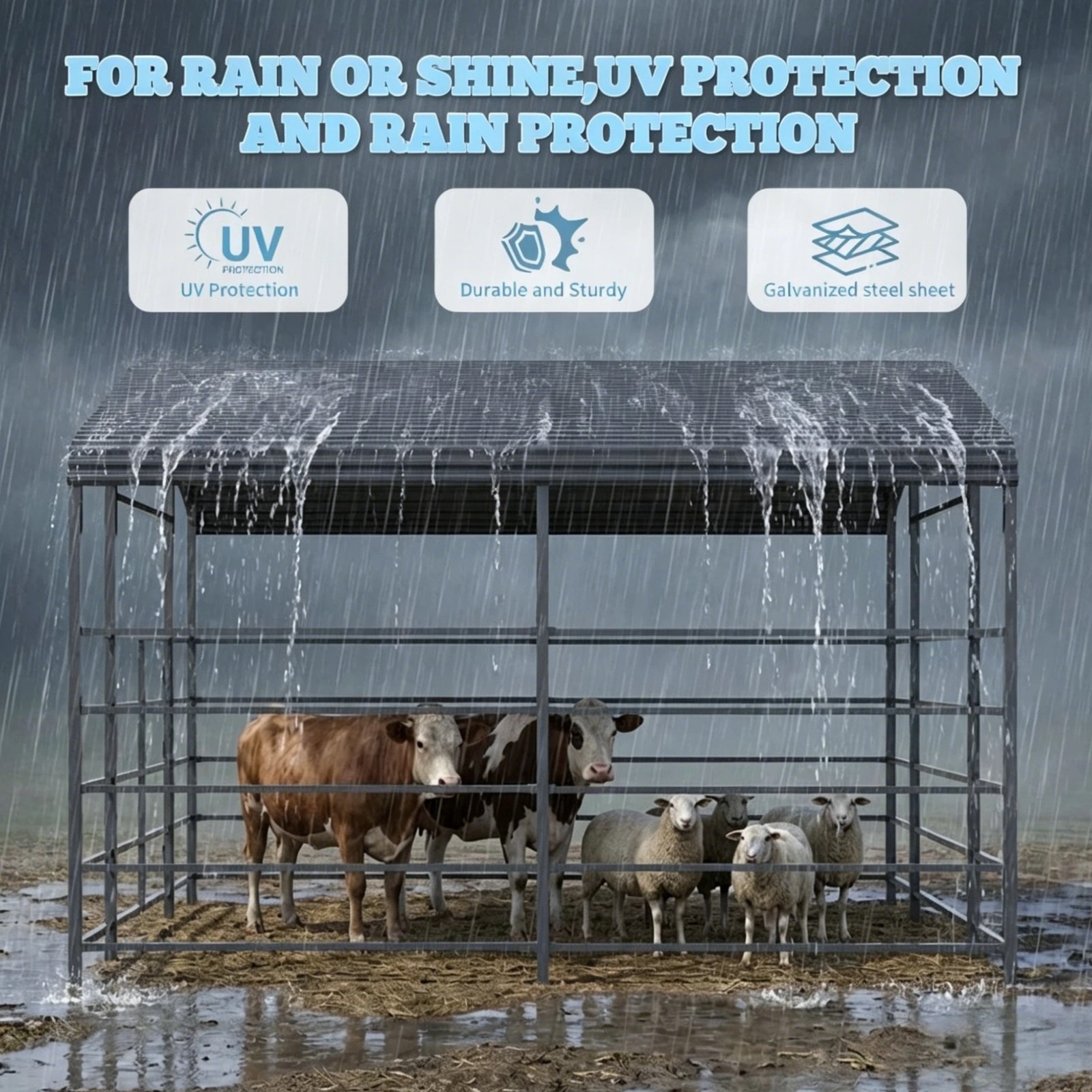 New 13×20FT Metal Livestock Shed Steel Shelter Cowshed for Farm Animal USA Stock