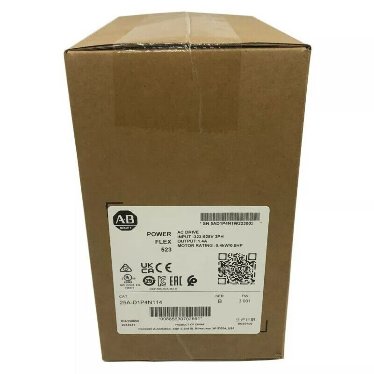 New Allen-Bradley 25A-D1P4N114 PowerFlex 523 0.4kW (0.5Hp) AC Drive 25AD1P4N114