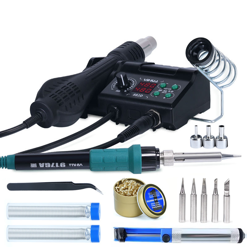 YIHUA 882D Soldering Station 2-in-1 Hot Air Rework + Soldering Iron Digital 750W