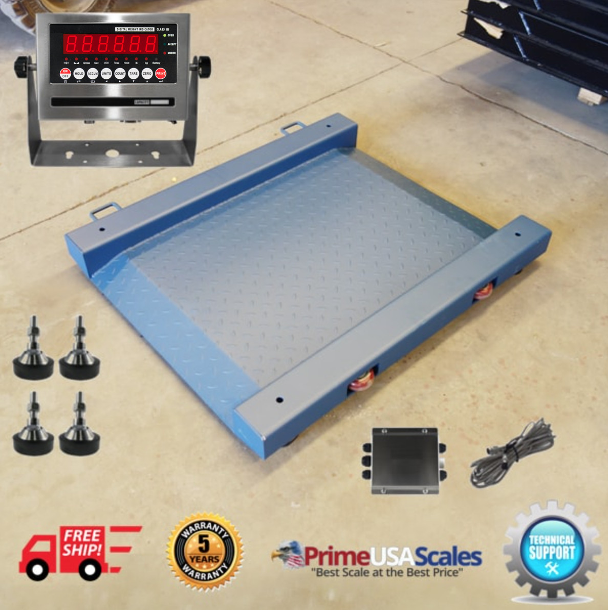 Prime OP-917 NTEP Drum Scale 38″ x 32″ x 3.5″ 2,500 lb x .5 lb 5 Yr Warranty