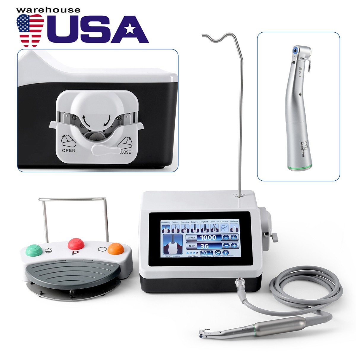 AZ Dental Implant Motor Surgical System 20:1 LED Contra Angle /Irrigation Tubes