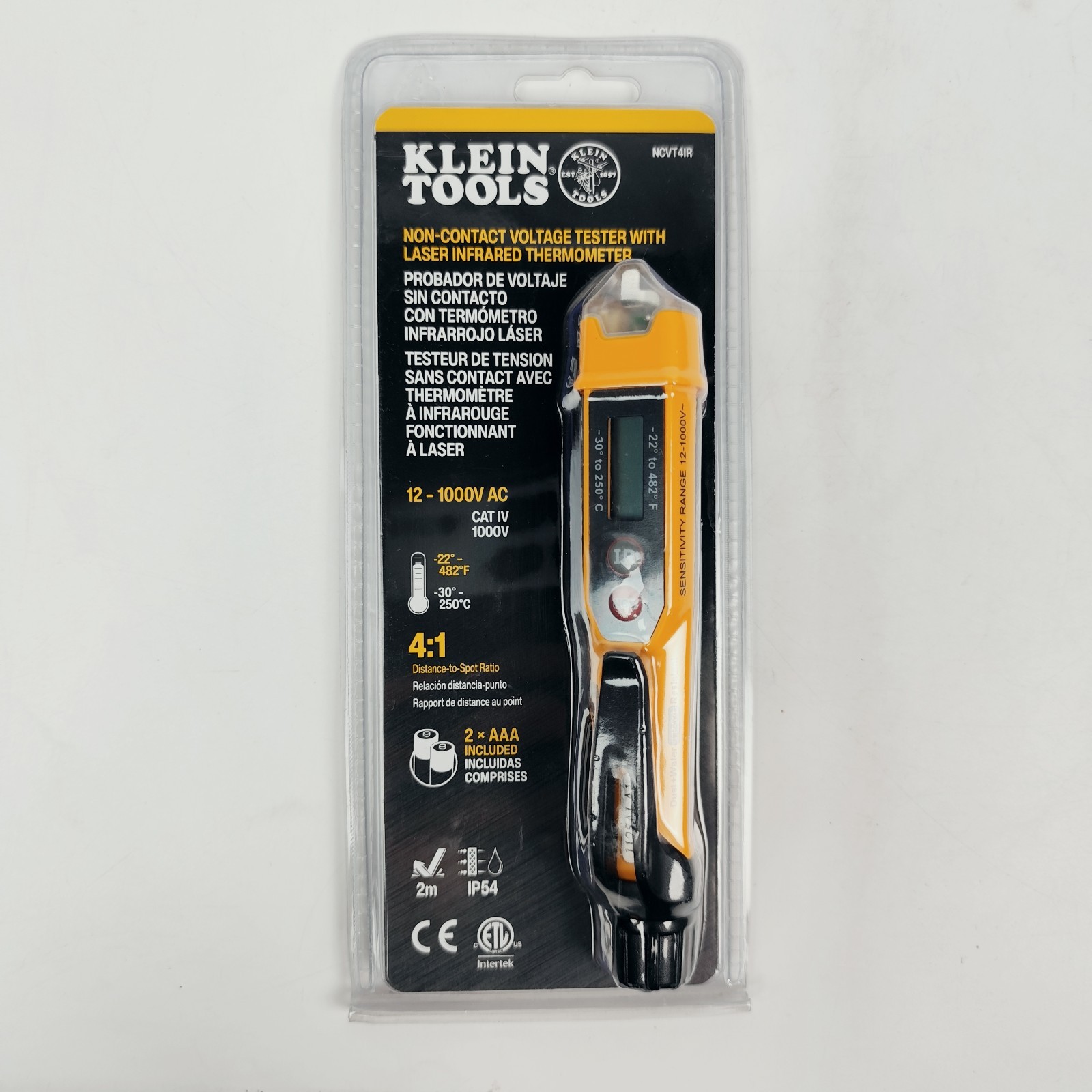 Klein Tools Non-Contact Voltage Tester Pen with Infrared Thermometer, 12-1000V A