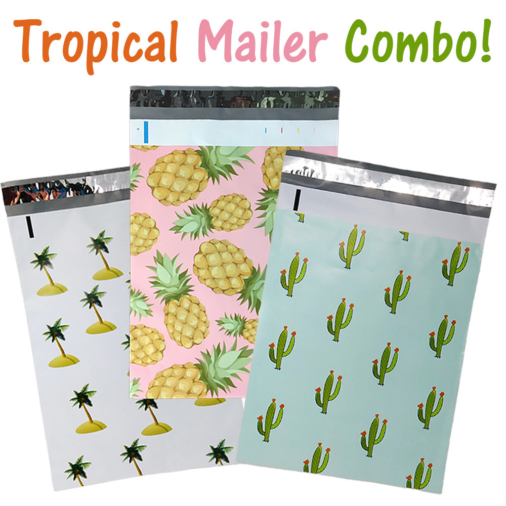 10×13″ Designer Tropical Poly Mailers Combo Pack, Quality Shipping Bag Envelopes