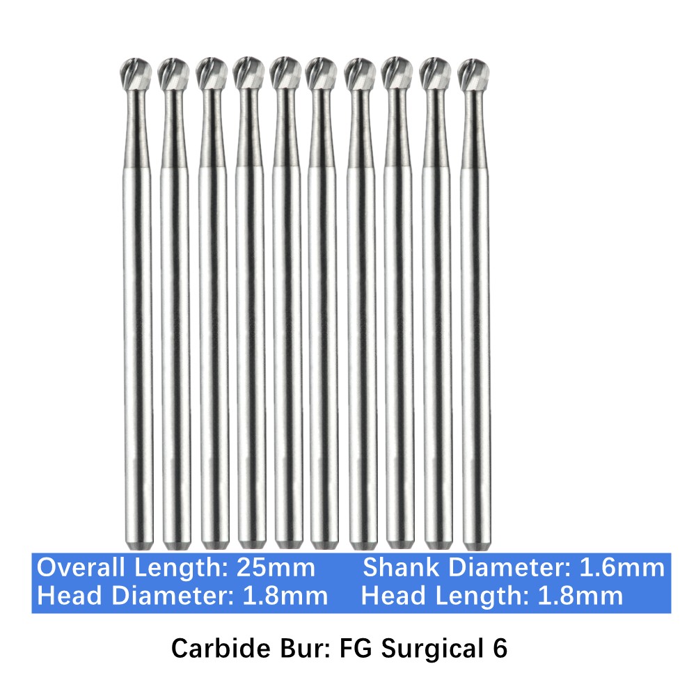 Vakker Dental Carbide Burs FG SURG 6 Surgical Friction Grip 10/pk
