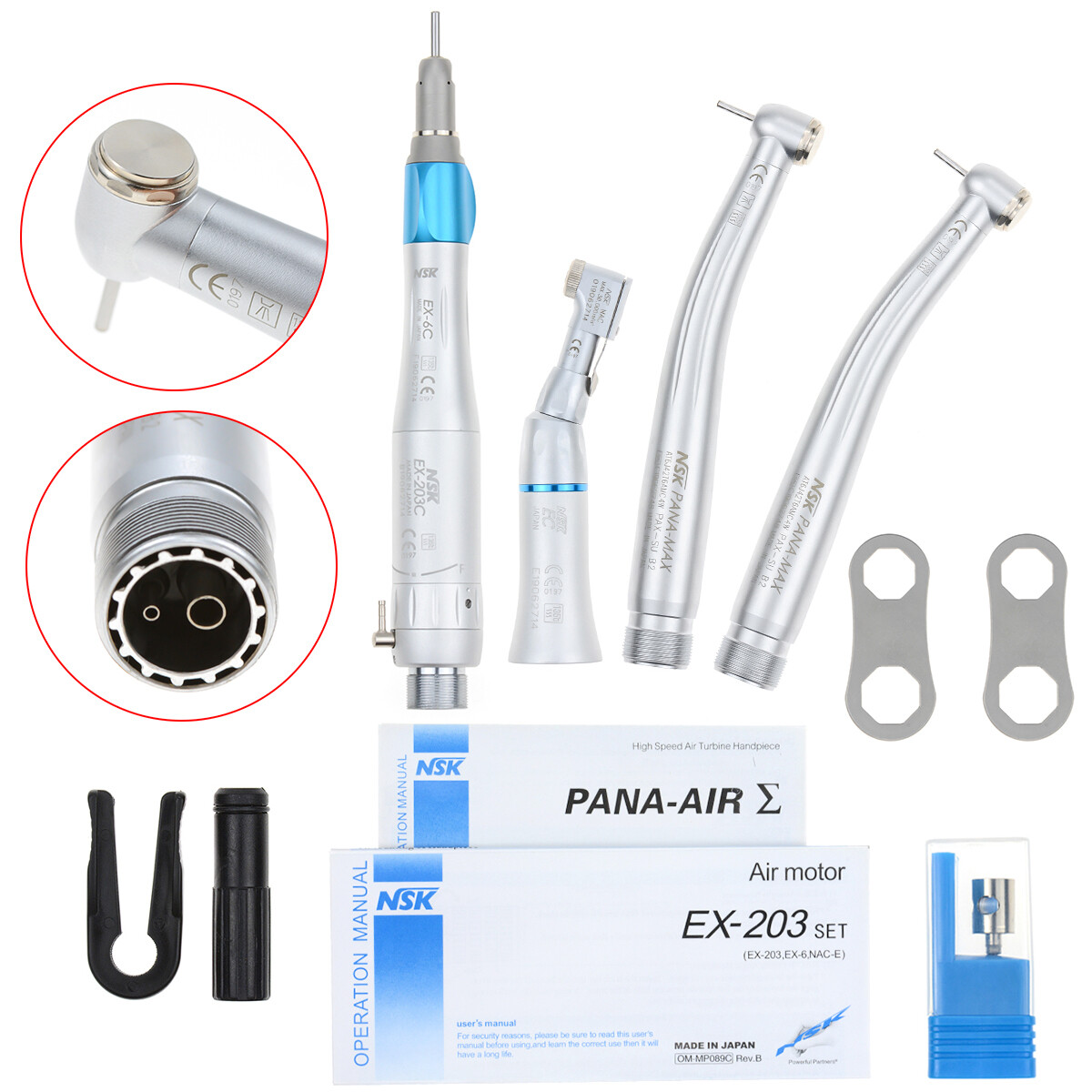 Dental PANA MAX High Speed Push Button Handpieces NSK Type+Low Speed EX203C 2H